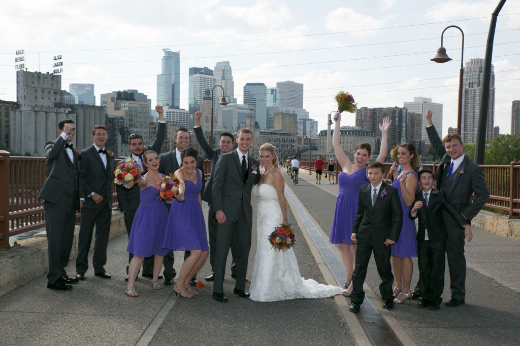 photo of a wedding party from the camera before manual editing